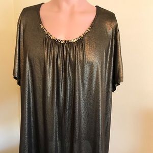 Ruby Rd Gold Metallic top size 2X